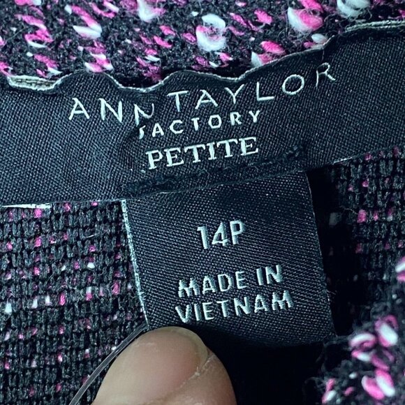 Ann Taylor Tweed Puff Sleeve Dress Size 14P Purple Short Sleeve - Picture 4 of 10